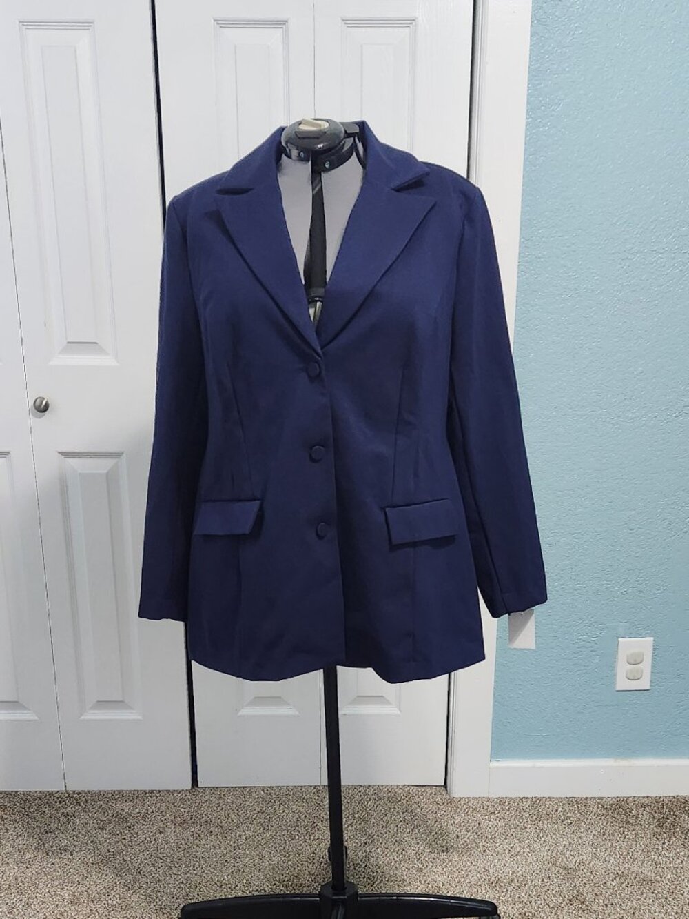 Eloquii Ultimate Stretch 3 Button Blazer Plus Size 20 NWT Navy Blue